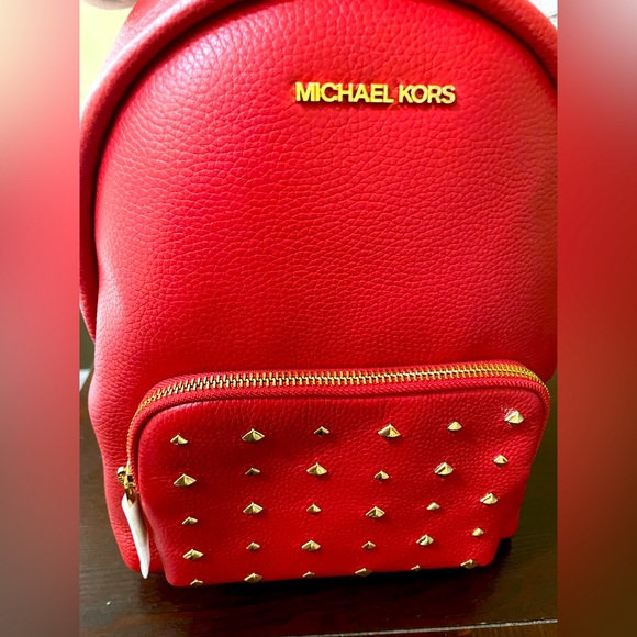 Michael Kors Erin Medium Leather Backpack - Color Flame - Picture 2 of 10